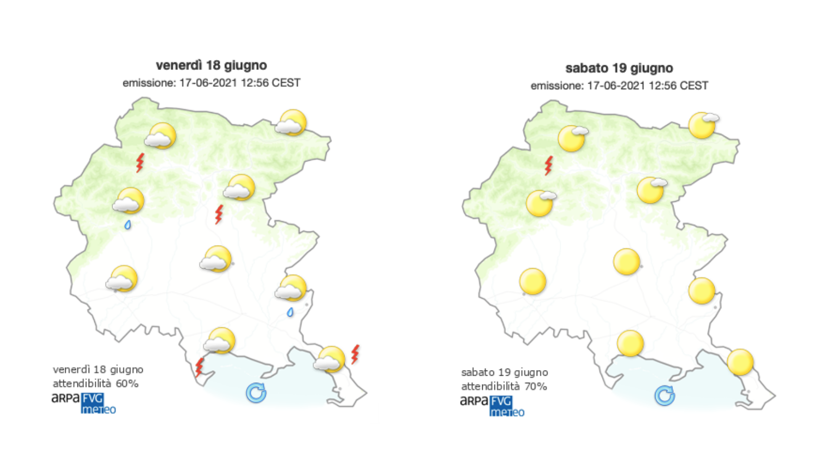 Ancora caldo e sole sul Goriziano, incognita pioggia al mattino